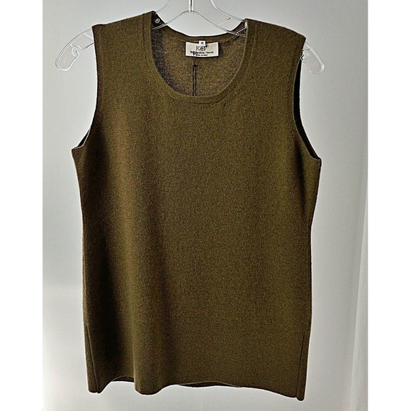 Highest Quality, All Handmade, 2-Ply Cashmere – Women's Sweater Vest (olive) - Picture 1 of 3